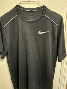 Nike Men’s Dri Fit Miler Running Shirt AJ7565-010 Black -Reflective - Picture 1 of 2