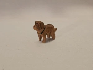 Miniature Hand Carved 1" Wood Dog Figurine - Picture 1 of 12