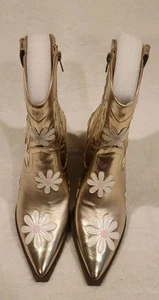 Betsey Johnson Boots Teddy Floral Gold Western Women's Size 8  - Picture 1 of 14