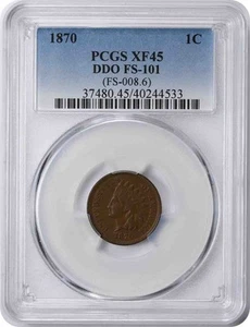 1870 Indian Cent DDO FS-101 XF45 PCGS - Picture 1 of 2
