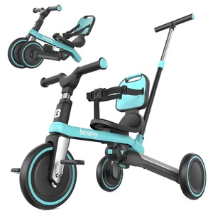 Besrey Toddler Tricycle with Push Handle Backrest for 1-5 old Years Boys,Blue - Picture 1 of 14