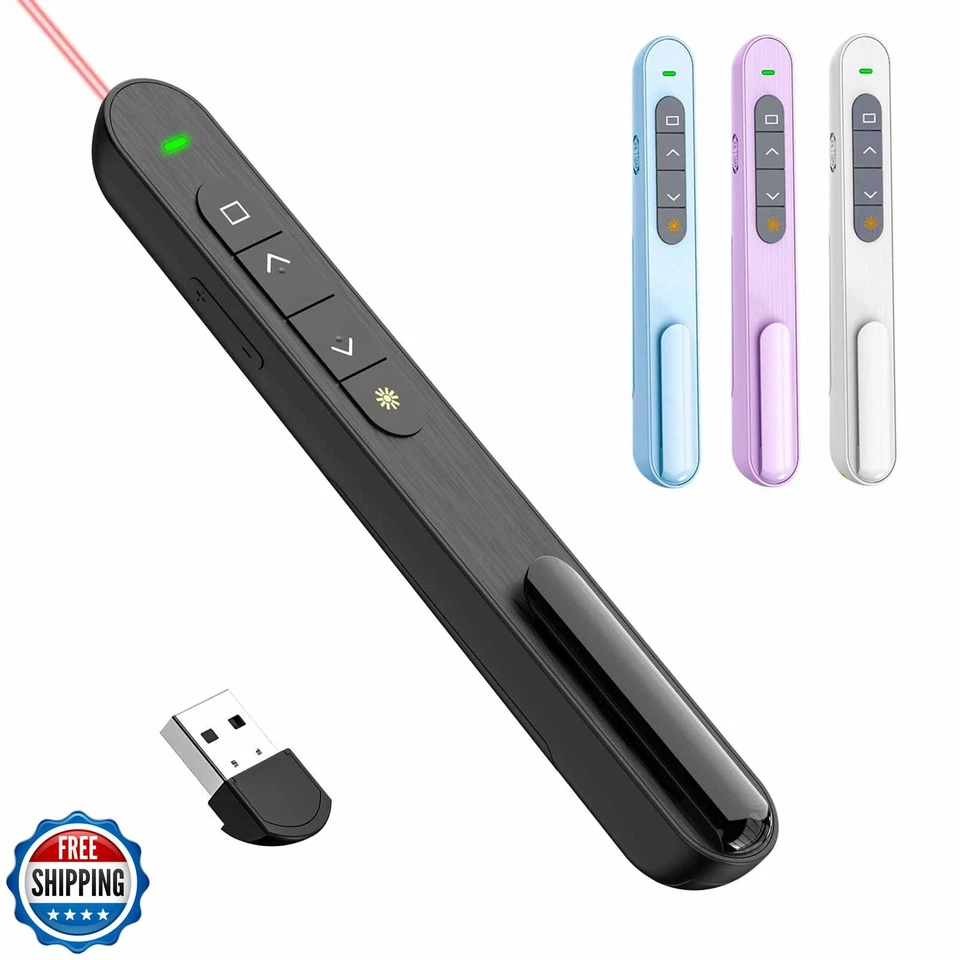 QUI Presentation Clicker for PowerPoint, RF 2.4GHz USB Wireless Presenter Rem - Image 1 of 4