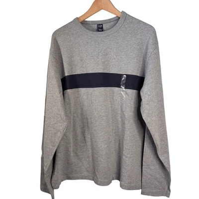 Camisa Pullover Vintage Y2K GAP Manga Larga Gris Azul Rayas Talla Grande Nueva con Etiquetas Foto 1 de 4