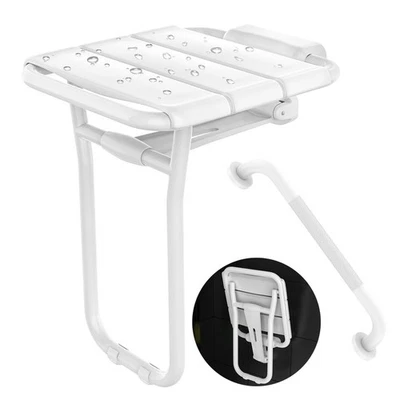 Asiento de ducha plegable montado en la pared - Capacidad 500 libras - Acero inoxidable 14x16""... Foto 1 de 4