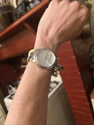 Michael Kors Women's Runway Chrono Silver Two Tone Chain Link Band MK4263 - Image 1 of 2