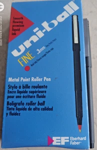 12/DOZEN EBERHARD FABER UNI*BALL ROT FEIN,3mm METALL ROLLER PEN UB-101 60102 SET - Bild 1 von 3