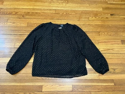 Blusa Gap Manga Larga Negra Dorada Lunares Camisa Para Mujer Talla XXL NUEVA CON ETIQUETAS Foto 1 de 4