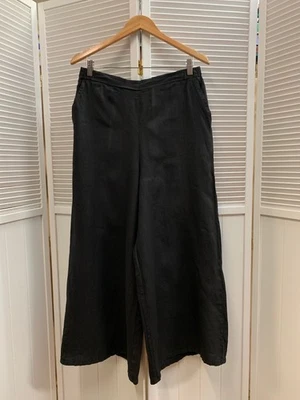 LP70 Negro 1X Nuevo con Etiquetas Pantalones de Lino Match Point Pierna Ancha Cintura Plana Palazzo XXL Foto 1 de 4