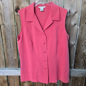 Camicia donna ANN TAYLOR senza maniche scollo a V con bottoni rosa taglia 6 seta 100% - Foto 1 di 11