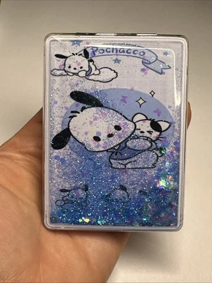 Pochacco Compact Mirror Sanrio  Floating Glitter Water  double Mirror - Image 1 of 4