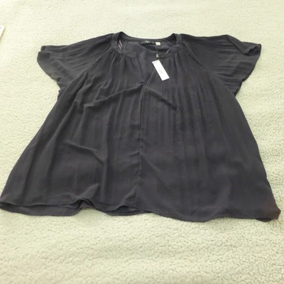 Blusa Tahari Top Mujer 3X Azul Cuello en V Manga Acampanada Slinky Nueva con Etiquetas Foto 1 de 4