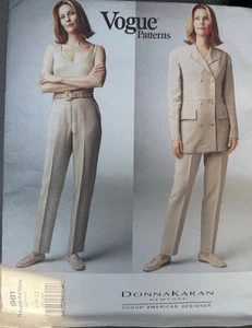 Vtg Vogue #1981 DONNA KARAN Jacket Bodysuit Pants Pattern Sz 8-10-12 Uncut FF - Picture 1 of 2