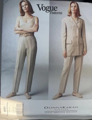 Vtg Vogue  #1981  DONNA KARAN Jacket Bodysuit Pants Pattern Sz 8-10-12 Uncut FF - Image 1 of 2