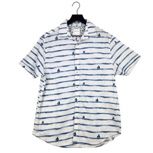 Porter & Ash 100% Cotton Button Shirt Large Striped Nautical Sailing Coastal - Bild 1 von 11