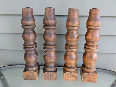 Antiguo Juego 4 Patas de Mueble de Arce Recuperadas Reutilizables 12 3/4" Alto X 2 3/4 Ancho Foto 1 de 4