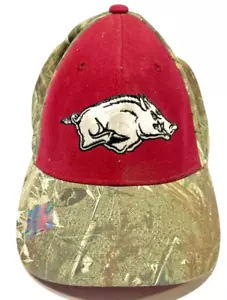 Lot Of 2! Captivating Headgear Arkansas Razorbacks Caps Camo + Red - Picture 1 of 4