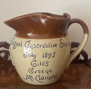 RARE ANTIQUE DENBY POTTERY POLITICAL INTEREST PUB OR WATER JUG. CAMBRIDGE 1895 - Picture 1 of 6