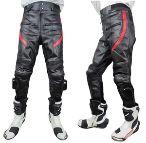 Pantaloni moto vera pelle WinNet protezioni e sliders per giacca tuta divisibile - Bild 1 von 9