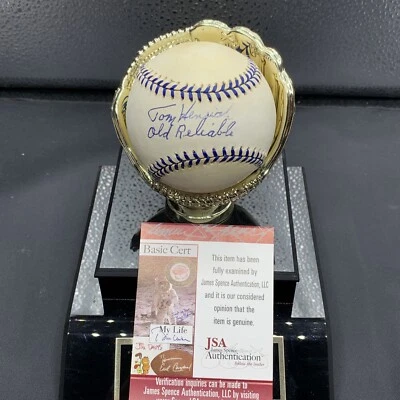 TOMMY HENRICH ADDED "OLD RELIABLE" SIGNED DiMaggio AL BASEBALL JSA /Coa 2 - Image 1 of 3