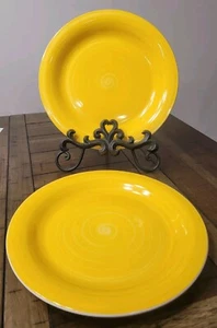 Royal Norfolk Stoneware Golden Yellow Dinner Plate Set of 2 Vintage 10 5/8" - Picture 1 of 5