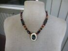 Bloodstone Cruelty Free Elk Antler Amulet w/ Carved OM Jade Onyx Gemstone Beads