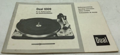 Dual Model 1009 Plattenspieler / Turntable Bedienungsanleitung *Original - Bild 1 von 4