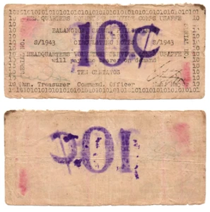 Philippines 1943 Balangiga Samar 10 Centavos Note SMR#172 PURPLE Number - Picture 1 of 4