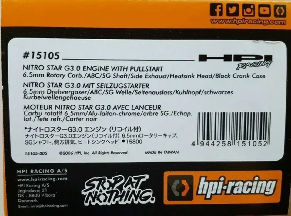 HPI Nitro Star G3.0 Engine Rotary Carb Pull Start Side Exhaust Black Block 15105 - Image 1 of 4