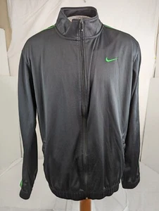 Nike Mens Full Zip Long Sleeve Black Track Jacket with Green Stripe Size Large - Picture 1 of 8