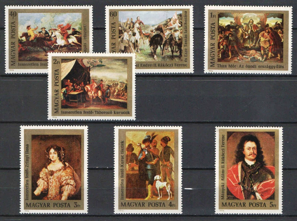 Hungría 1976. II. Juego de pinturas Ferenc Rakoczi MNH (**) Mi.: 3108-3114 / 9,5 EUR Foto 1 de 1