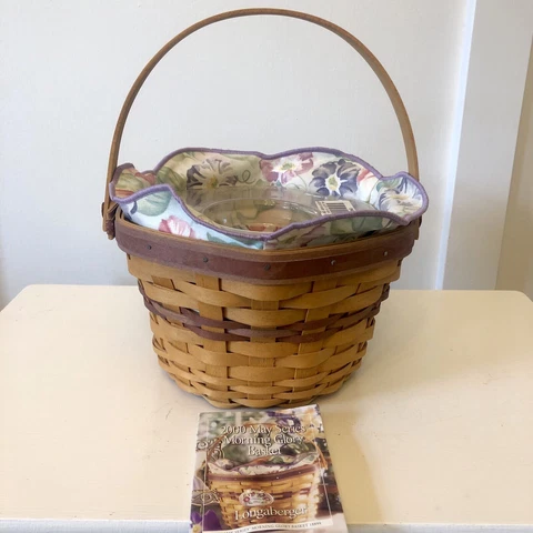 Longaberger 2000 May Series Morning Glory Basket / Protector / Liner Cover