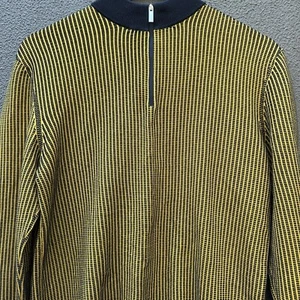 COS Mens 1/4 Zip Fisherman Jumper Small Organic Cotton Yellow Blue Golf Sweater - Picture 1 of 14