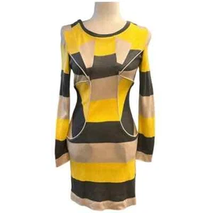 Karen Millen Clothing Women's Color Block Dress Yellow, Grey, Tan Size 4 - Picture 1 of 8