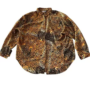 Vintage JP Collections Leopard Gold Schwarz Animal Print Bluse Top Shirt 16 XL - Bild 1 von 8