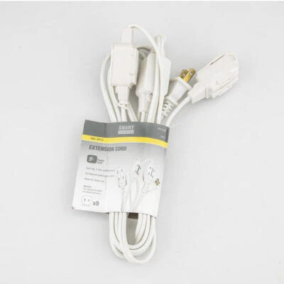 9 ft. 16/2 Gauge 9 Polarized Outlet In-Line White Indoor Extension Cord - Image 1 of 2