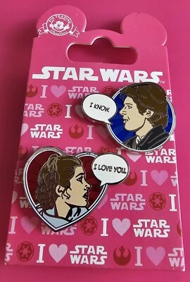 Disney Pins Han Solo Princess Leia I Love You I Know set of 2 NEW FREE SHIPPING - Image 1 of 3