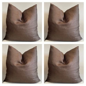 Cushions Chocolate Brown Set of 4 Filled Plain High Quality Zips 18x18" 45x45 cm - Picture 1 of 6