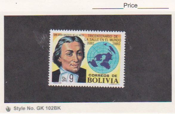 BOLIVIA Scott # 653 CEFILCO # 1018 ST JEAN DE LA SALLE EDUCATOR MAP MNH - Image 1 of 1