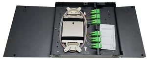 24 Fiber Wall Mount w/ 12 SC/APC Duplex Adapters, SM Pigtails & Two Splice Trays - Picture 1 of 8