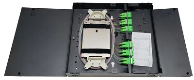 24 Fiber Wall Mount w/ 12 SC/APC Duplex Adapters, SM Pigtails & Two Splice Trays - Image 1 of 4