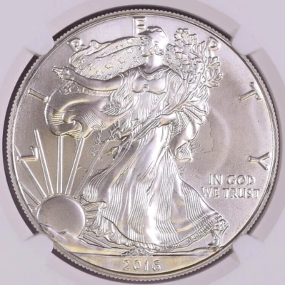 2016 Silver American Eagle MINT ERROR CLASHED DIES NGC MS69 Obverse and Reverse - Image 1 of 4