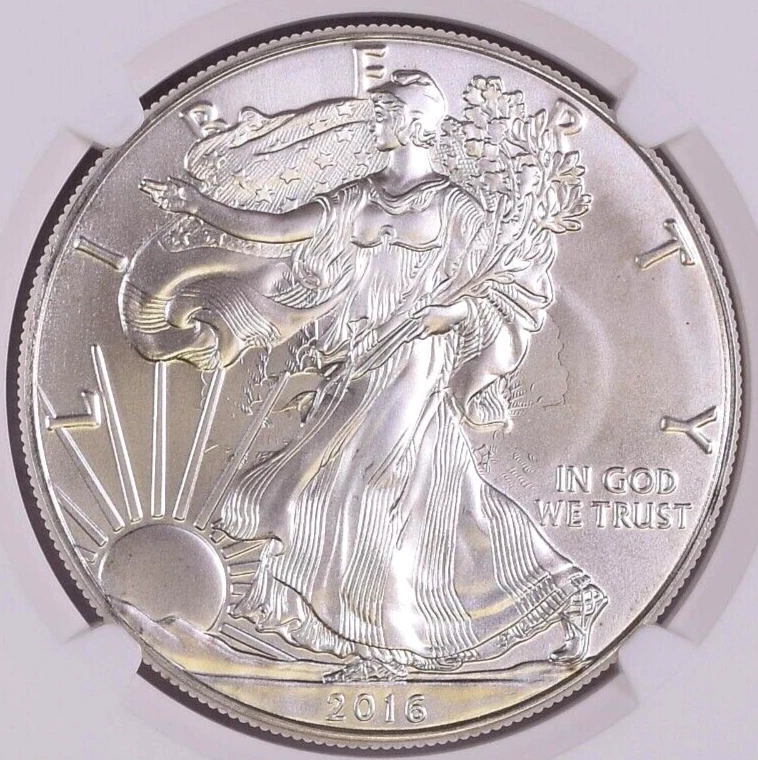 2016 Silver American Eagle MINT ERROR CLASHED DIES NGC MS69 Obverse and Reverse - Image 1 of 4