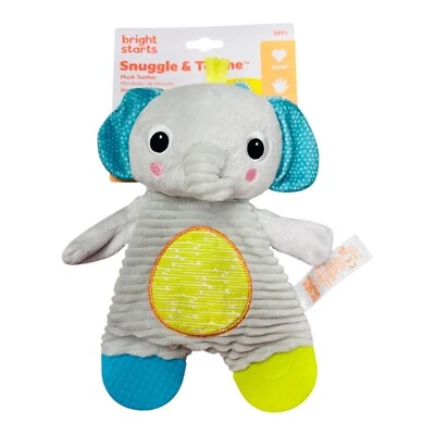 Bright Starts Elephant Teether Lovey Baby Toy Grey w/Circle Crinkle Tummy 9" New - Image 1 of 4
