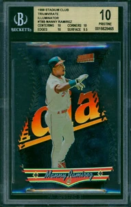 1998 Stadium Club Triumvirate Illuminator MANNY RAMIREZ T8B Rare SP BGS 10 Pop 1 - Picture 1 of 2