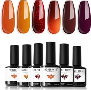 Modelones UV Nagellack Rot Glitzer Thermo Farbwechsel Set, 6 Farben Orange Braun - Bild 1 von 9