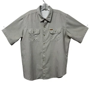 Orvis Tan Waffle Print Short Sleeve Button-Up Shirt Dual Flap Chest Pockets XL - Picture 1 of 10