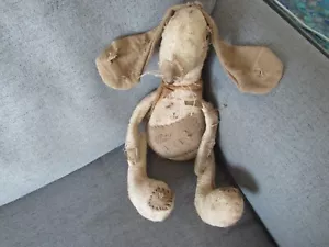 UNUSUAL HANDMADE PRIMITIVE FOLK ART 20" RABBIT BURLAP PATCHES 1861 - Picture 1 of 15