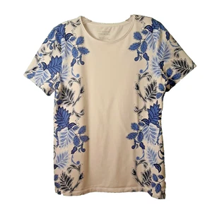 Talbots The Talbots T-Shirt Damen M weiß blau geblümt Seiten kurzarm - Bild 1 von 8