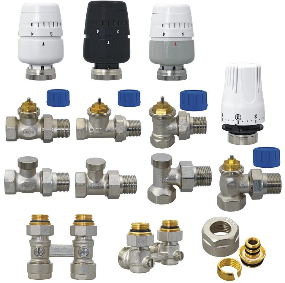 Heizkörper Ventil 1/2" 3/4" Heizung Thermostat Vorlauf Rücklauf Durchgang / Ecke - Bild 1 von 3