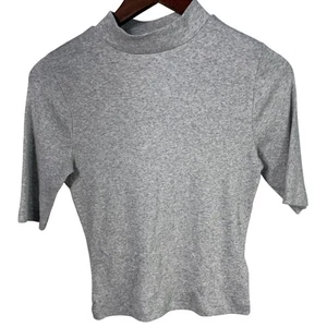 Top corto Express Fitted para mujer gris medio cuello falso informal aplastado Y2K - Imagen 1 de 8